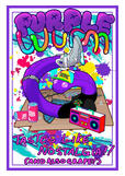 marketing poster for a vape shop. this poster was mostly requests from the manager at the vape shop - a b-boy purple gummy worm drenched in nostalgia