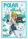 marketing poster for a vape shop. these flavors feature the same four characters, with a common ice theme to highlight the menthol flavor