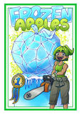 marketing poster for a vape shop. these flavors feature the same four characters, with a common ice theme to highlight the menthol flavor