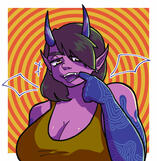a challenge where i could only pick my colors from a greyscale palette. a friend's oc